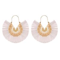 New Fashion Retro Exaggerated Fan-shaped Lace Pattern Tassel Earrings Wholesale sku image 2