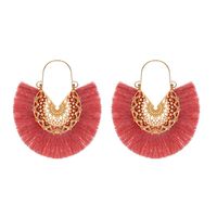 New Fashion Retro Exaggerated Fan-shaped Lace Pattern Tassel Earrings Wholesale sku image 7