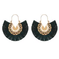 New Fashion Retro Exaggerated Fan-shaped Lace Pattern Tassel Earrings Wholesale sku image 8