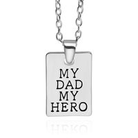 Commerce Extérieur Nouveau Géométrique Carré Pendentif Collier Père De Jour Collier Papa Hero Personnalité Tag Collier Accessoires sku image 1