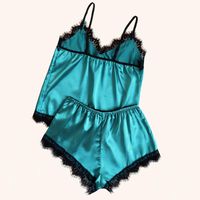 New Fashion Sexy Suspenders V-neck Lace Satin Suit Comfortable Home Sexy Lingerie main image 3