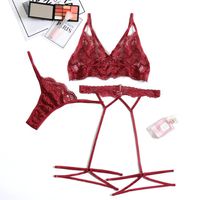 New Women&#39;s Sexy Lace Lace Set Three-point Hollow Sexy Lingerie main image 5