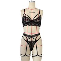 New Women&#39;s Sexy Lace Lace Set Three-point Hollow Sexy Lingerie main image 3