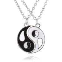 New Round Oil Drop Pendant Necklace Engraved Letters Best Friends Tai Chi Gossip Good Friend Necklace sku image 1