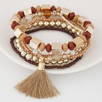 New Bohemian Metal Wild Rice Beads Tassel Multi-layer Bracelet Yiwu Nihaojewelry Wholesale main image 3
