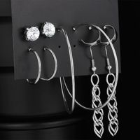 Creative Retro Simple Tassel Inlaid Rhinestone Earrings Set 5 Pairs Nhpj132538 sku image 2