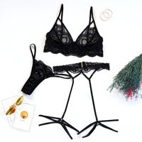 Conjunto De Encaje Sexy De Encaje Para Mujer Nueva Lencería Sexy Hueca De Tres Puntos sku image 1