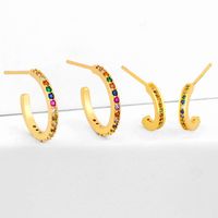 New Fashion Diamond-set Rainbow Earrings C-shaped Geometric Earrings Wholesale main image 1