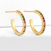 New Fashion Diamond-set Rainbow Earrings C-shaped Geometric Earrings Wholesale main image 3