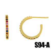 New Fashion Diamond-set Rainbow Earrings C-shaped Geometric Earrings Wholesale main image 4