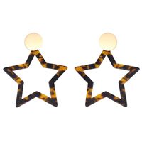 New Fashion Acetate Plate Creative Geometric Pentagram Leopard Earrings Wholesale main image 3