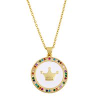New Fashion Hip Hop Necklace Sweater Chain Crown Round Pendant Necklace Wholesale main image 3