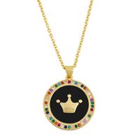 Ornement Europe Et En Amérique Croix Frontière Exagéré Chaîne De Chandail Personnalisé Couronne Ronde Pendentif Collier Pour Femmes Nkq41 main image 5