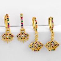 New Fashion Crown Earrings Diamond Rainbow Jewelry Hip Hop Earrings Wholesale main image 1