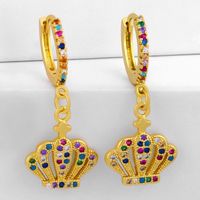 New Fashion Crown Earrings Diamond Rainbow Jewelry Hip Hop Earrings Wholesale main image 4