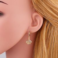 New Fashion Crown Earrings Diamond Rainbow Jewelry Hip Hop Earrings Wholesale main image 6
