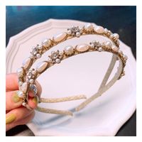 Koreanische Handgemachte Fee Mori Super Fairy Retro Palace Französische Perle Blume Dünnes Stirnband Stirnband Haarnackkarte Schmuck main image 2