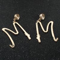 New Fashion Simple English Letter M Earrings Wholesale main image 3