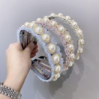Korean New Fashion Simple Wave Wave Point Pleated Pearl Fine-edged Cheap Headband Wholesale main image 3