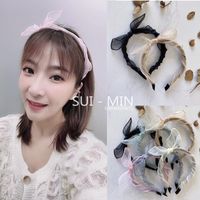 Korean Spring New Simple Lace Mesh Gauze Bow Winding Thin Edge Cheap Headband Wholesale main image 1