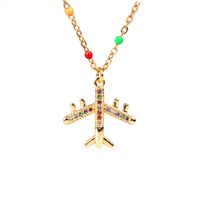 New Fashion Full Diamond Plane Pendant Necklace Oil Drop Stainless Steel Necklace Wholesale main image 2