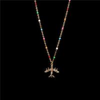 New Fashion Full Diamond Plane Pendant Necklace Oil Drop Stainless Steel Necklace Wholesale main image 4