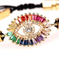 New Fashion Contrast Color Braided Elastic Eyes Color Zircon Bracelet Wholesale main image 3