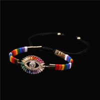 Nouvelle Peinture Contraste Couleur Coloré Tissé Bracelet Extensible En Gros Européen Et Américain Ins Eye Couleur Zircon Bracelet main image 5