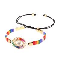 Nouvelle Peinture Contraste Couleur Coloré Tissé Bracelet Extensible En Gros Européen Et Américain Ins Eye Couleur Zircon Bracelet main image 6