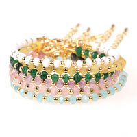 New Fashion Natural Stone Mixed Color Beaded Bracelet Copper Plated True Gold Bracelet Wholesale main image 3