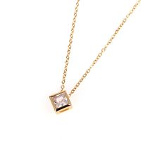 New Fashion Rubik&#39;s Cube Large Zircon Necklace Color Retention Stainless Steel Clavicle Chain Wholesale main image 2