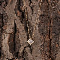 New Fashion Rubik&#39;s Cube Large Zircon Necklace Color Retention Stainless Steel Clavicle Chain Wholesale main image 3