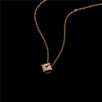 New Fashion Rubik&#39;s Cube Large Zircon Necklace Color Retention Stainless Steel Clavicle Chain Wholesale main image 4