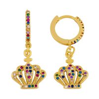 New Fashion Crown Earrings Diamond Rainbow Jewelry Hip Hop Earrings Wholesale sku image 1