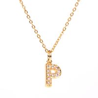 Fashion Letter Stainless Steel Diamond Necklace sku image 12