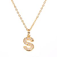 Fashion Letter Stainless Steel Diamond Necklace sku image 15