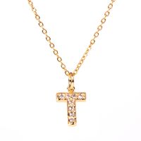 Fashion Letter Stainless Steel Diamond Necklace sku image 19