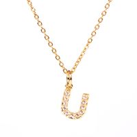 Fashion Letter Stainless Steel Diamond Necklace sku image 17