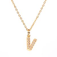 Fashion Letter Stainless Steel Diamond Necklace sku image 1