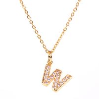 Fashion Letter Stainless Steel Diamond Necklace sku image 18