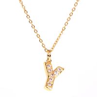Fashion Letter Stainless Steel Diamond Necklace sku image 23