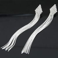 Korean Fashion Flash Diamond Rhombus Super Long Tassel Earrings Yiwu Nihaojewelry Wholesale main image 1