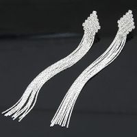 Korean Fashion Flash Diamond Rhombus Super Long Tassel Earrings Yiwu Nihaojewelry Wholesale main image 2