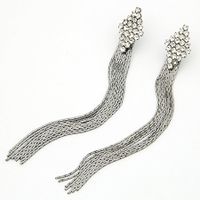 Korean Fashion Flash Diamond Rhombus Super Long Tassel Earrings Yiwu Nihaojewelry Wholesale main image 3
