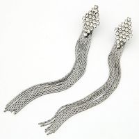 Korean Fashion Flash Diamond Rhombus Super Long Tassel Earrings Yiwu Nihaojewelry Wholesale main image 4