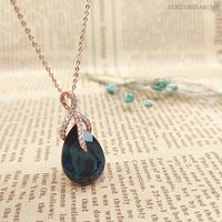 New Butterfly Amethyst Pendant Zircon Necklace Drop-shaped Jewelry Female Sweater Chain Wholesale main image 3