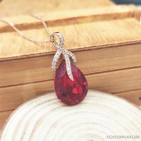 New Butterfly Amethyst Pendant Zircon Necklace Drop-shaped Jewelry Female Sweater Chain Wholesale main image 6