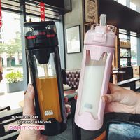 Simple Straw Cup Double-layer Insulation Business Glass Portable High Temperature Resistant Water Cup main image 1