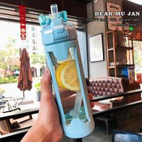 Simple Straw Cup Double-layer Insulation Business Glass Portable High Temperature Resistant Water Cup sku image 2