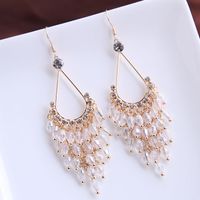 Korean Fashion Beautifully Concise Hand-made Wild Drop Crystal Exaggerated Earrings Yiwu Nihaojewelry Wholesale main image 5